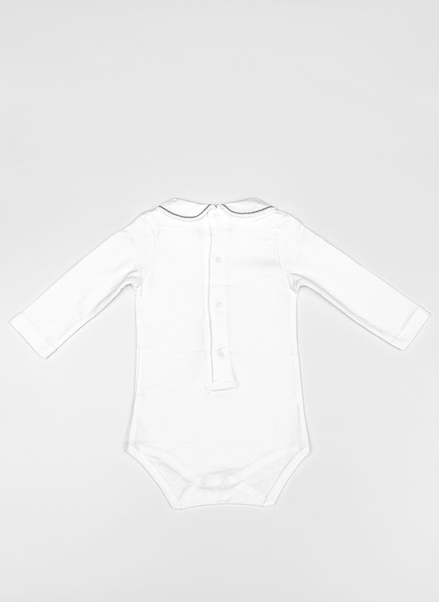 Body Con Colletto Ricamato - Blu