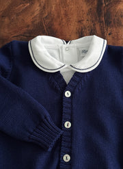 Body Con Colletto Ricamato - Blu