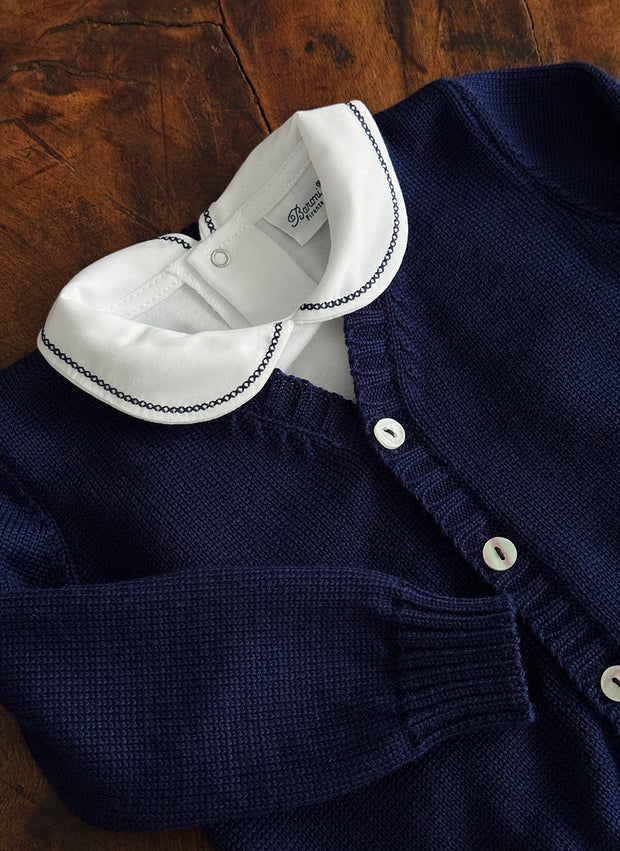 Body Con Colletto Ricamato - Blu