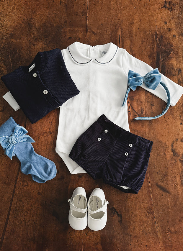 Body Con Colletto Ricamato - Blu