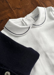 Body Con Colletto Ricamato - Blu