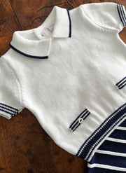 Set Due Pezzi a Righe in Maglia di Puro Cotone