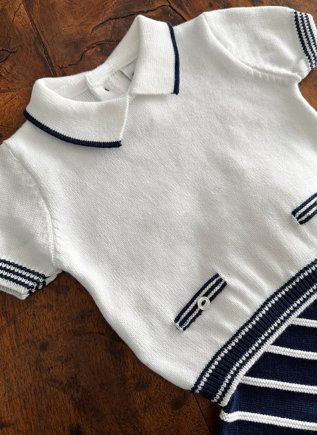 Set Due Pezzi a Righe in Maglia di Puro Cotone