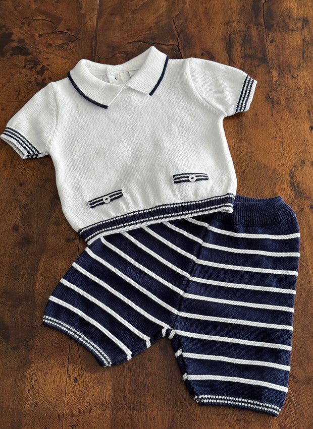 Set Due Pezzi a Righe in Maglia di Puro Cotone