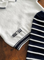 Set Due Pezzi a Righe in Maglia di Puro Cotone