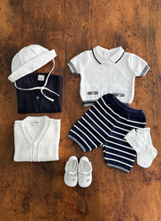 Set Due Pezzi a Righe in Maglia di Puro Cotone
