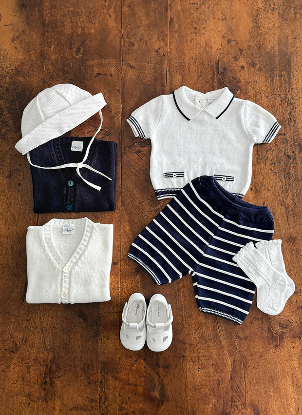 Set Due Pezzi a Righe in Maglia di Puro Cotone