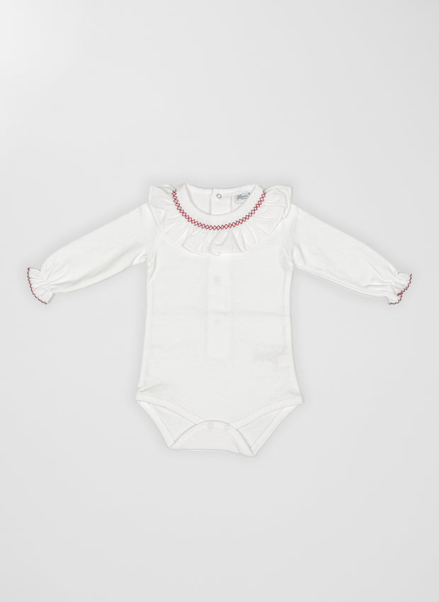 Rouche Collar Bodysuit - Bordeaux