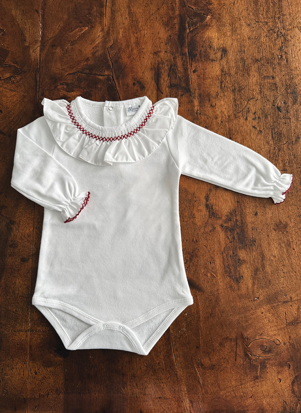 Rouche Collar Bodysuit - Bordeaux