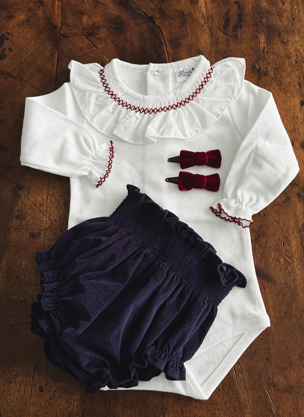 Rouche Collar Bodysuit - Bordeaux