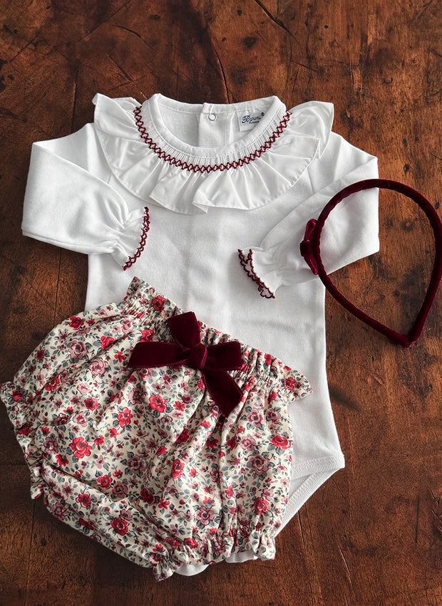 Rouche Collar Bodysuit - Bordeaux