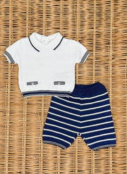 Set Due Pezzi a Righe in Maglia di Puro Cotone