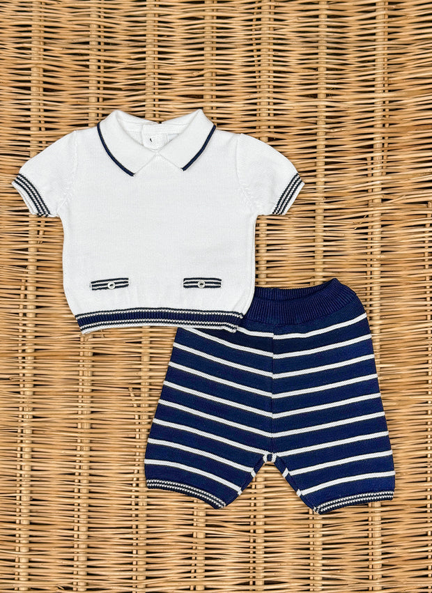 Set Due Pezzi a Righe in Maglia di Puro Cotone