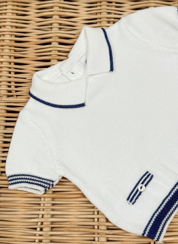 Set Due Pezzi a Righe in Maglia di Puro Cotone