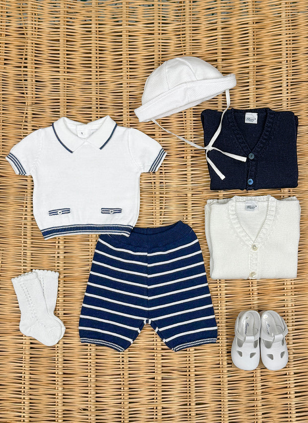 Set Due Pezzi a Righe in Maglia di Puro Cotone