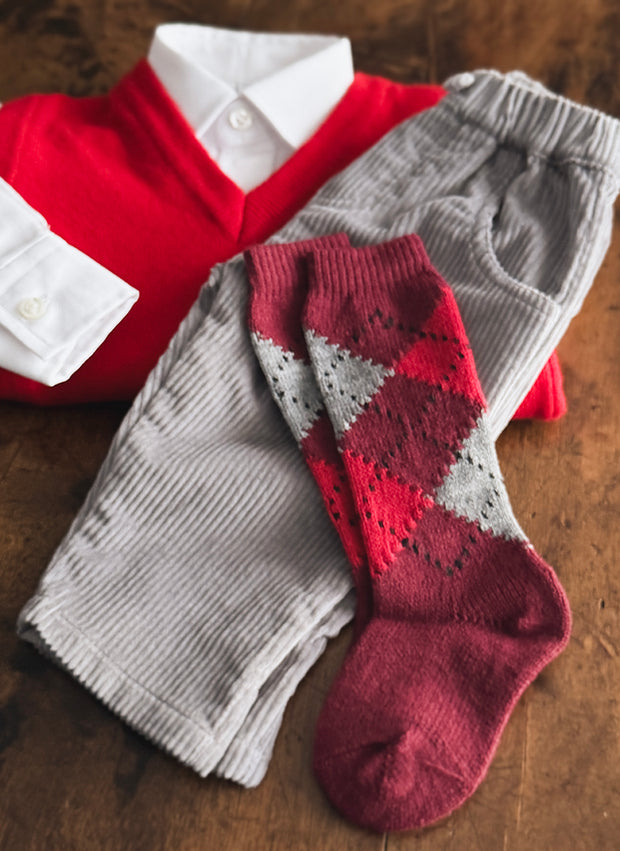 Diamonds High Socks - Bordeaux