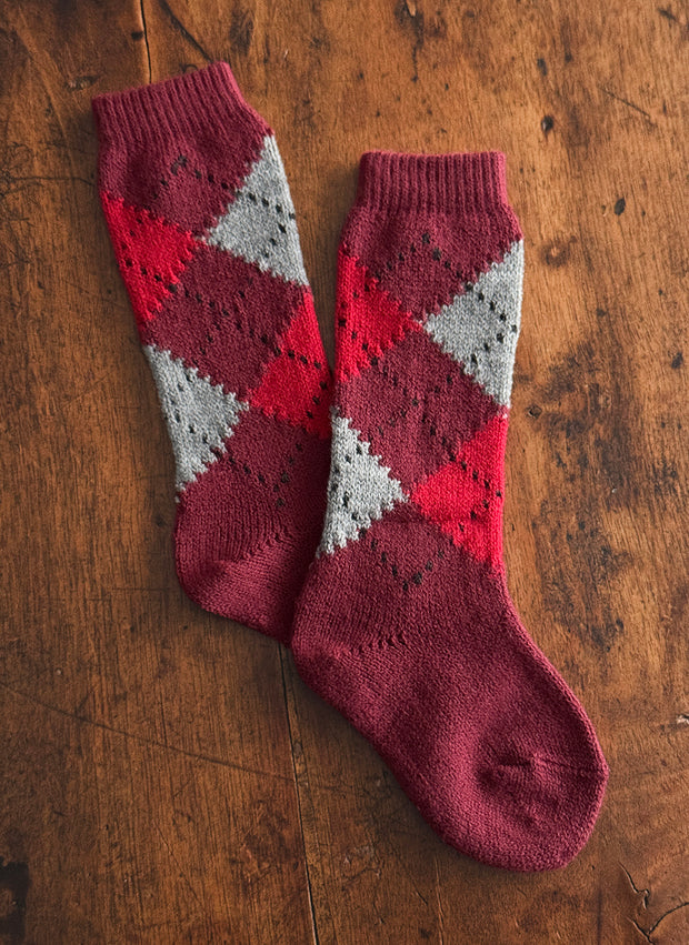 Diamonds High Socks - Bordeaux