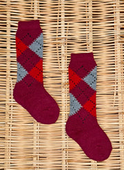 Diamonds High Socks - Bordeaux