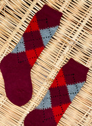 Diamonds High Socks - Bordeaux