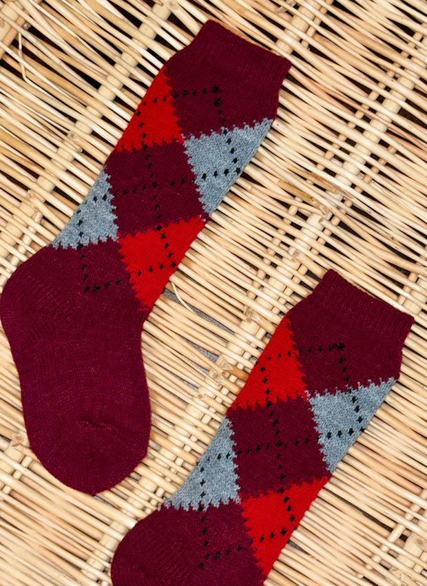Diamonds High Socks - Bordeaux