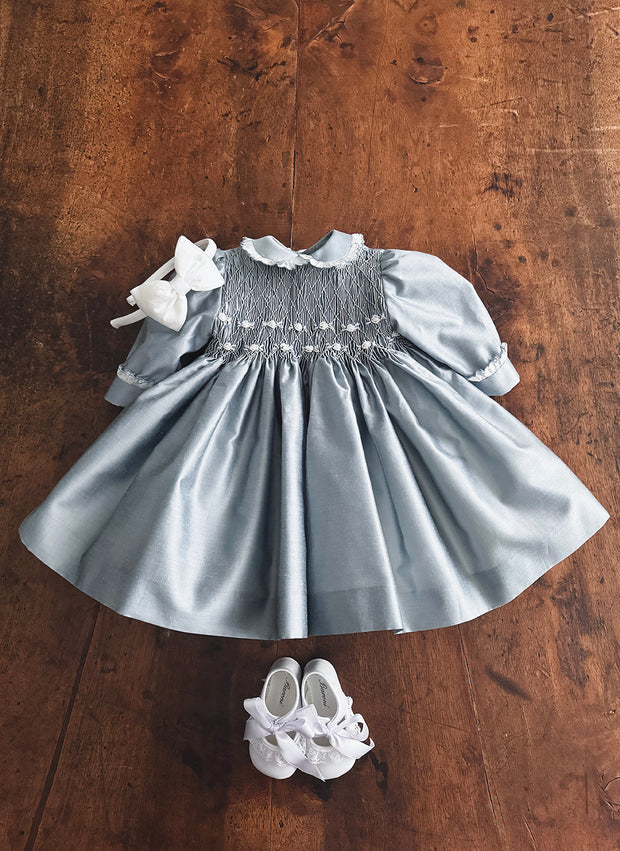 Celebration Dress for Girl With Smock - Handmade