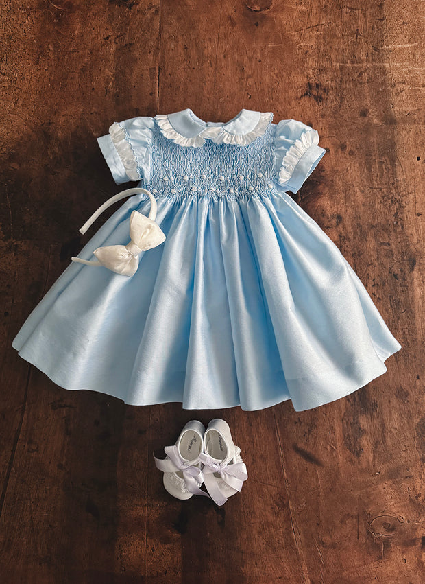 Celebration Dress for Girl With Smock - Handmade