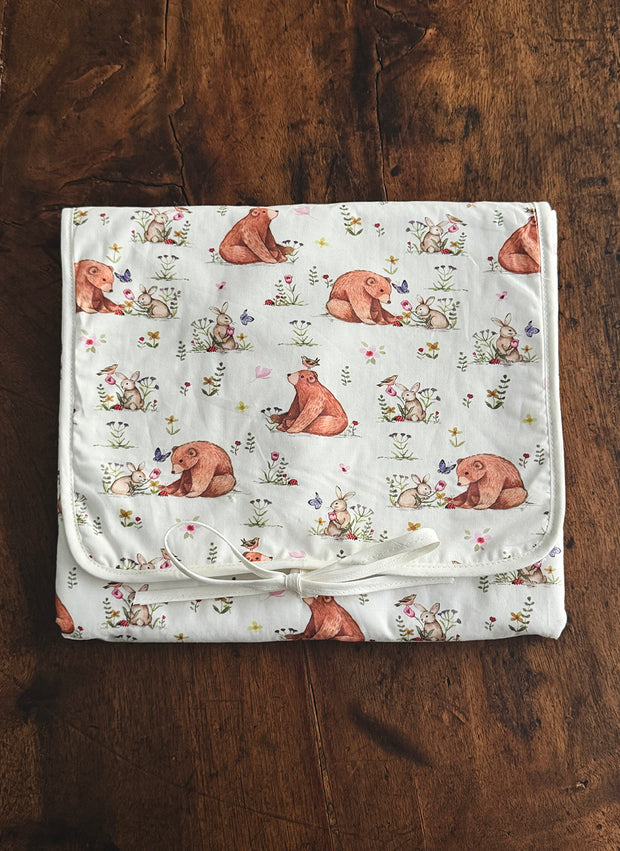 Travel changing mat with teddy bears