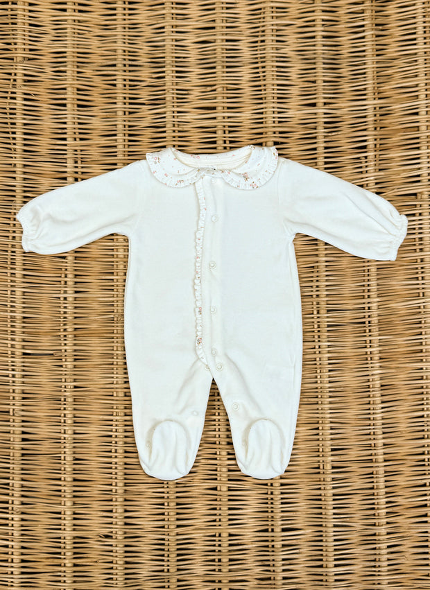 Chenille Sleepsuit With Flower Collar