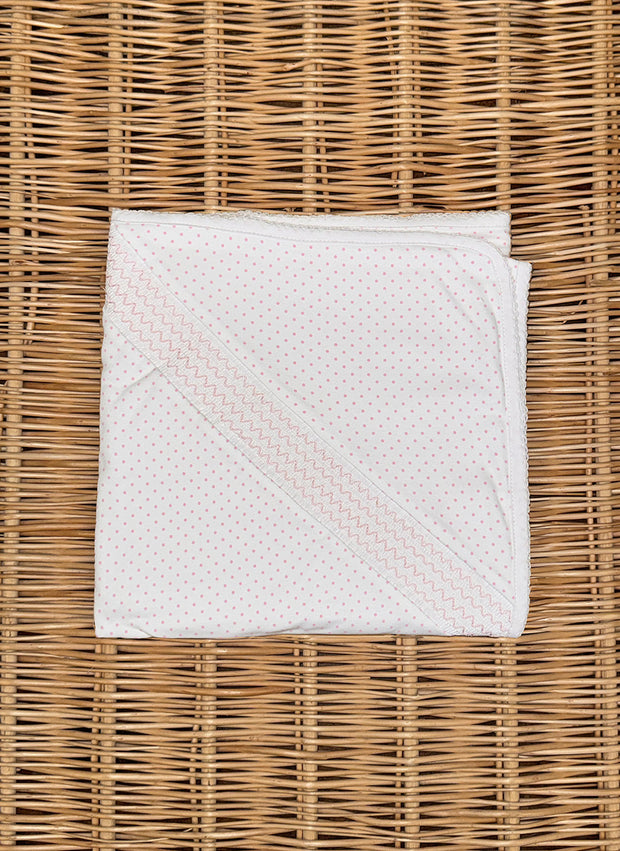 Jersey Blanket With Pois and Smock -  Light Pink