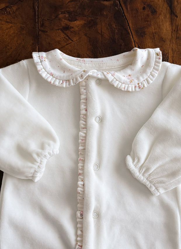 Chenille Sleepsuit With Flower Collar