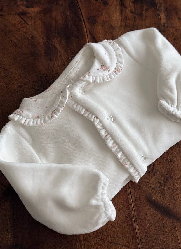 Chenille Sleepsuit With Flower Collar