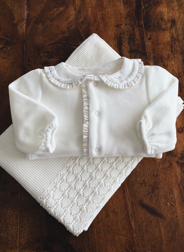 Chenille Sleepsuit With Flower Collar