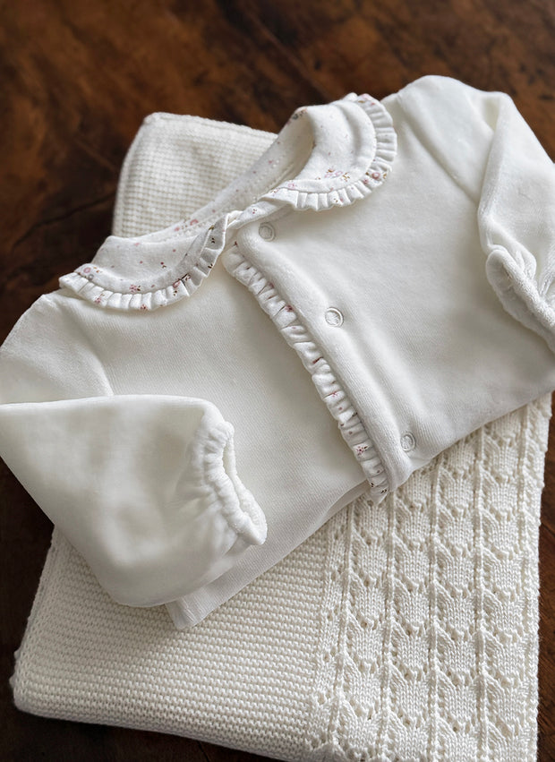 Chenille Sleepsuit With Flower Collar