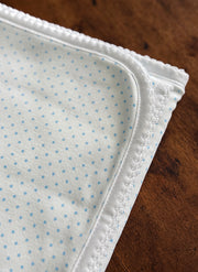 Jersey Blanket With Pois and Smock - Light Blue