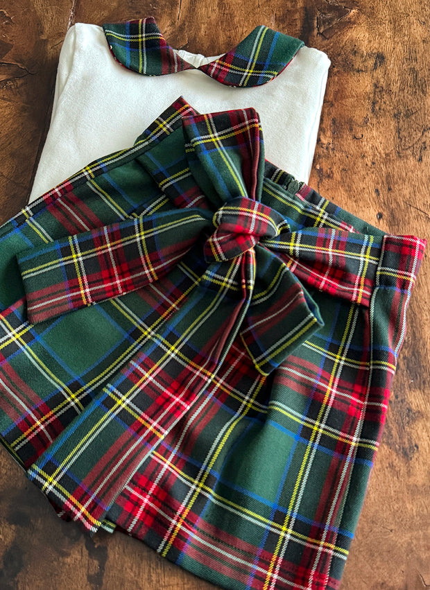 tartan shorts and tartan polo for girl