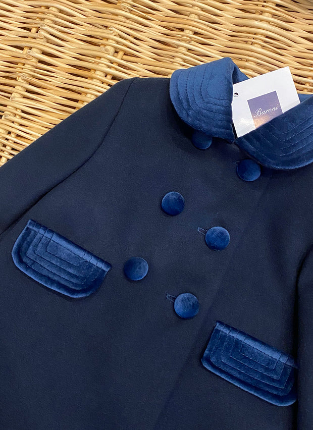 Classic blue English Style Coat baroni firenze