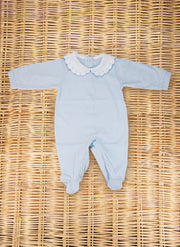 Jersey Sleepsuit  with collar embroidered with Pois baroni firenze
