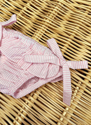 Girly Striped Rouche Swimsuit cotton baroni firenze