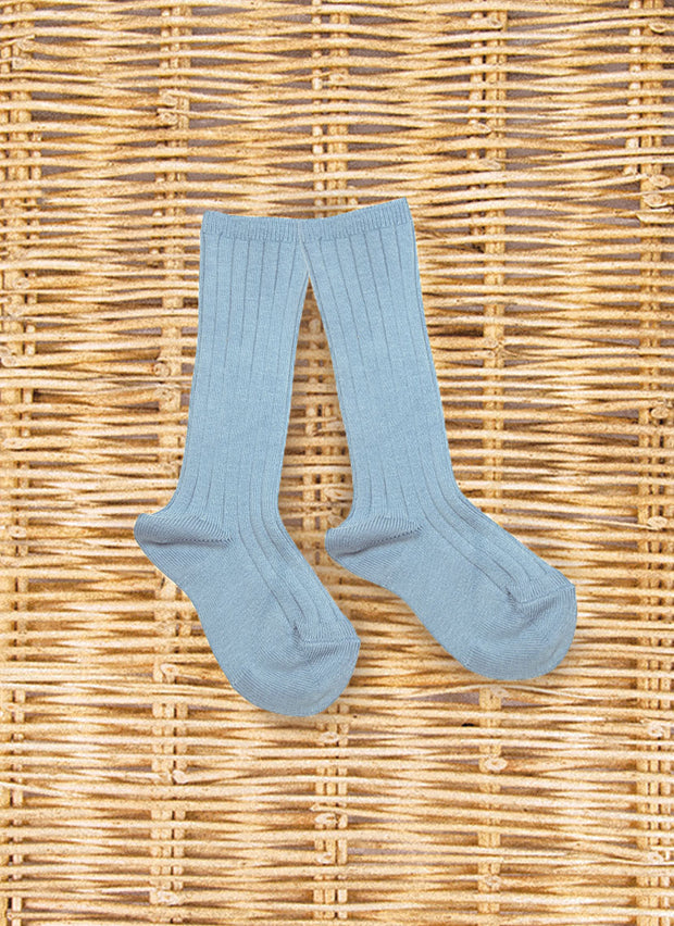Warm Cotton Socks Ribbed Light Blue