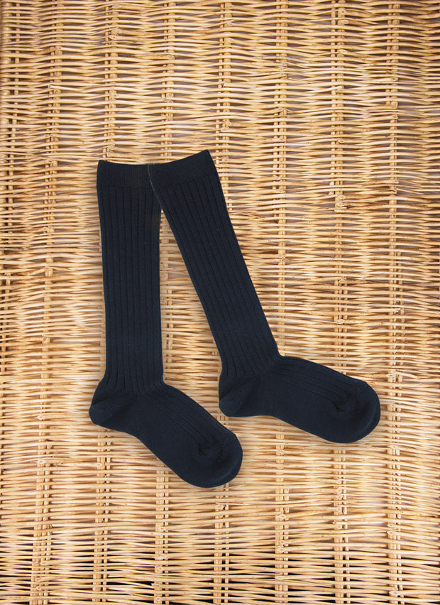Warm Cotton Socks Ribbed Navy