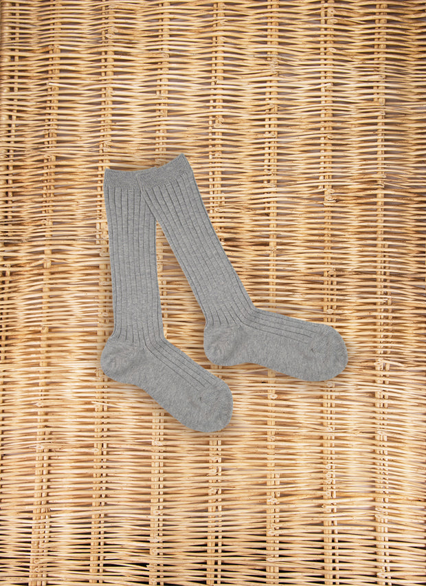 Warm Cotton Socks Ribbed Grey
