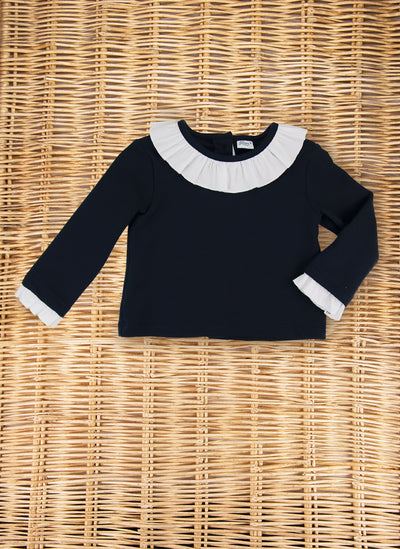Jersey Sweater with rouches collar